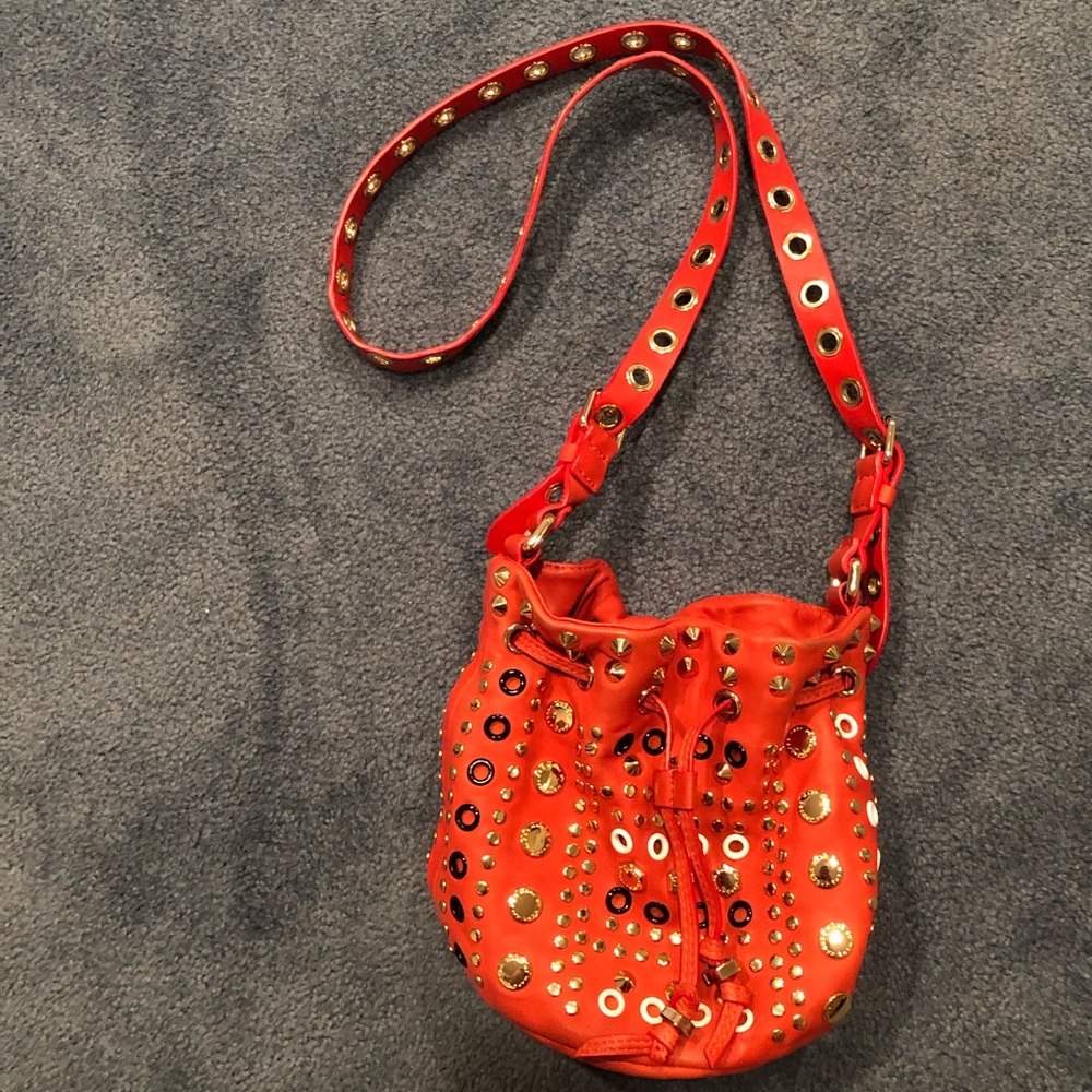 Marc Jacobs Red Leather Studded Bucket Bag